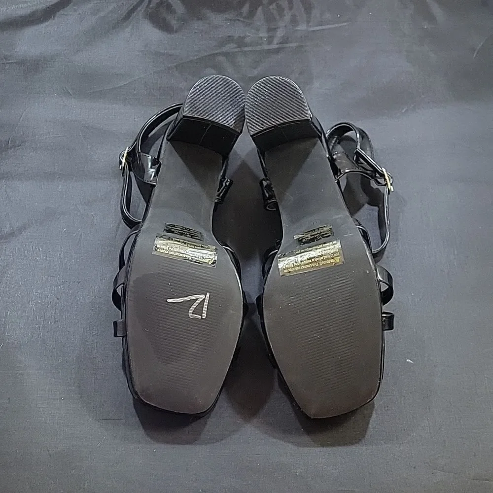 BRAND NEW OLIVIA MILLER HIGH BLOCK HEEL OPEN TOE ADJUSTABLE BUCKLE SANDAL